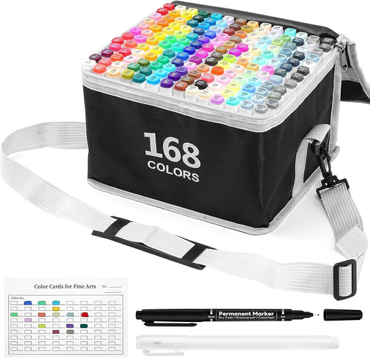 Alcohol Based Art Markers Set - 168 Color Dual Ended Pens