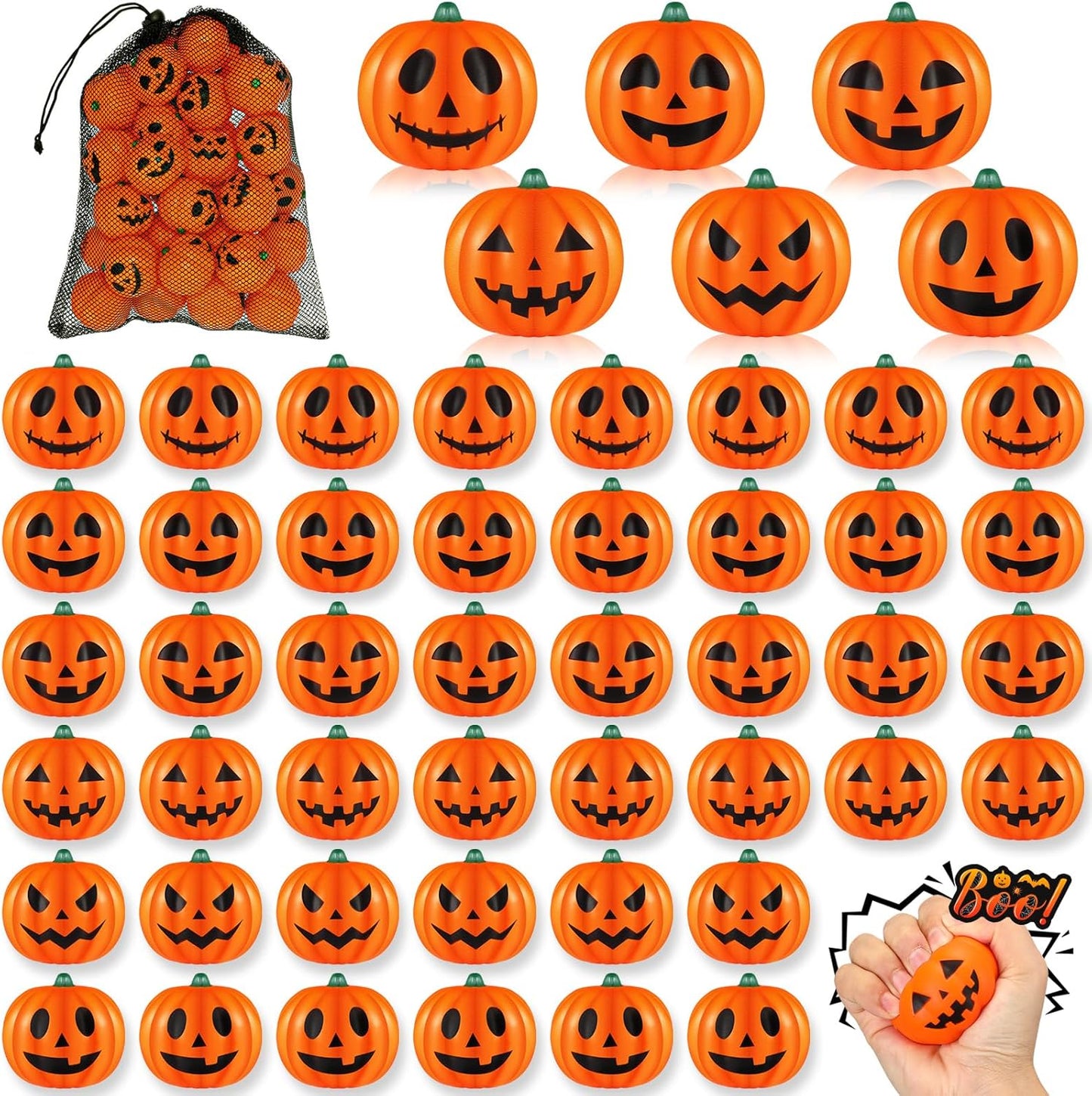 80 Pcs 2 Inch Halloween Pumpkin Stress Balls for Fun Relief