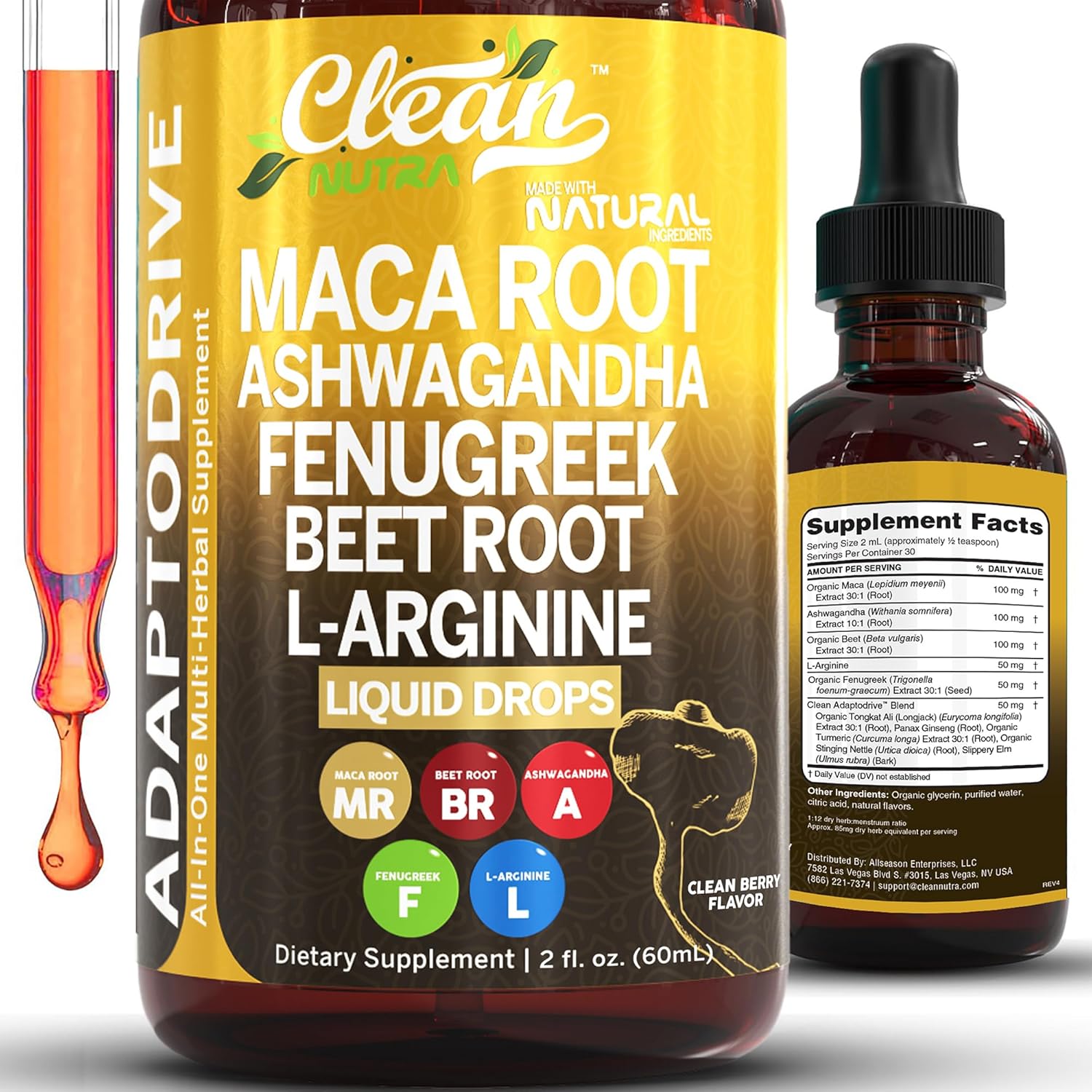 Maca Root Liquid Drops with Ashwagandha for Wellness Support