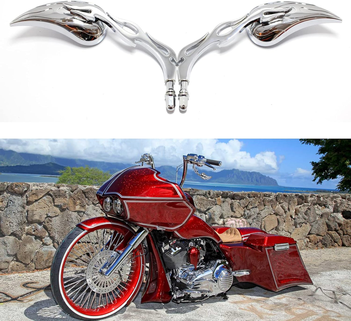 DREAMIZER Chrome Motorcycle Teardrop Rear View Mirrors for Bikes