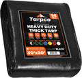 14 Mil Black Tarp Cover 30 x 30 - Heavy Duty Waterproof Tarp