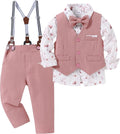 Toddler Baby Boy Gentleman Suit - Formal Shirt Bowtie Vest Set