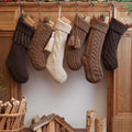 Vintage Knit Christmas Stockings Set of 6 - Rustic Neutral Holiday