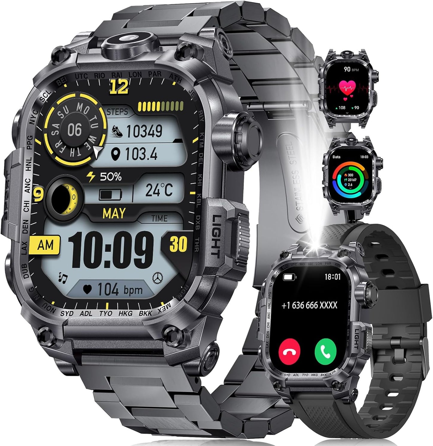 Military Smart Watches for Men with 2.01in HD Screen and More
