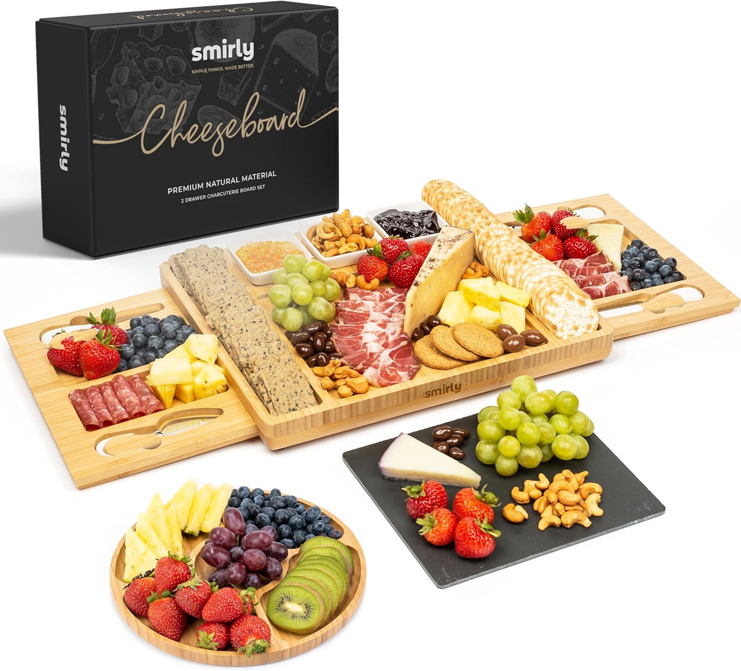 Large Bamboo Charcuterie Board Set for Perfect Entertaining