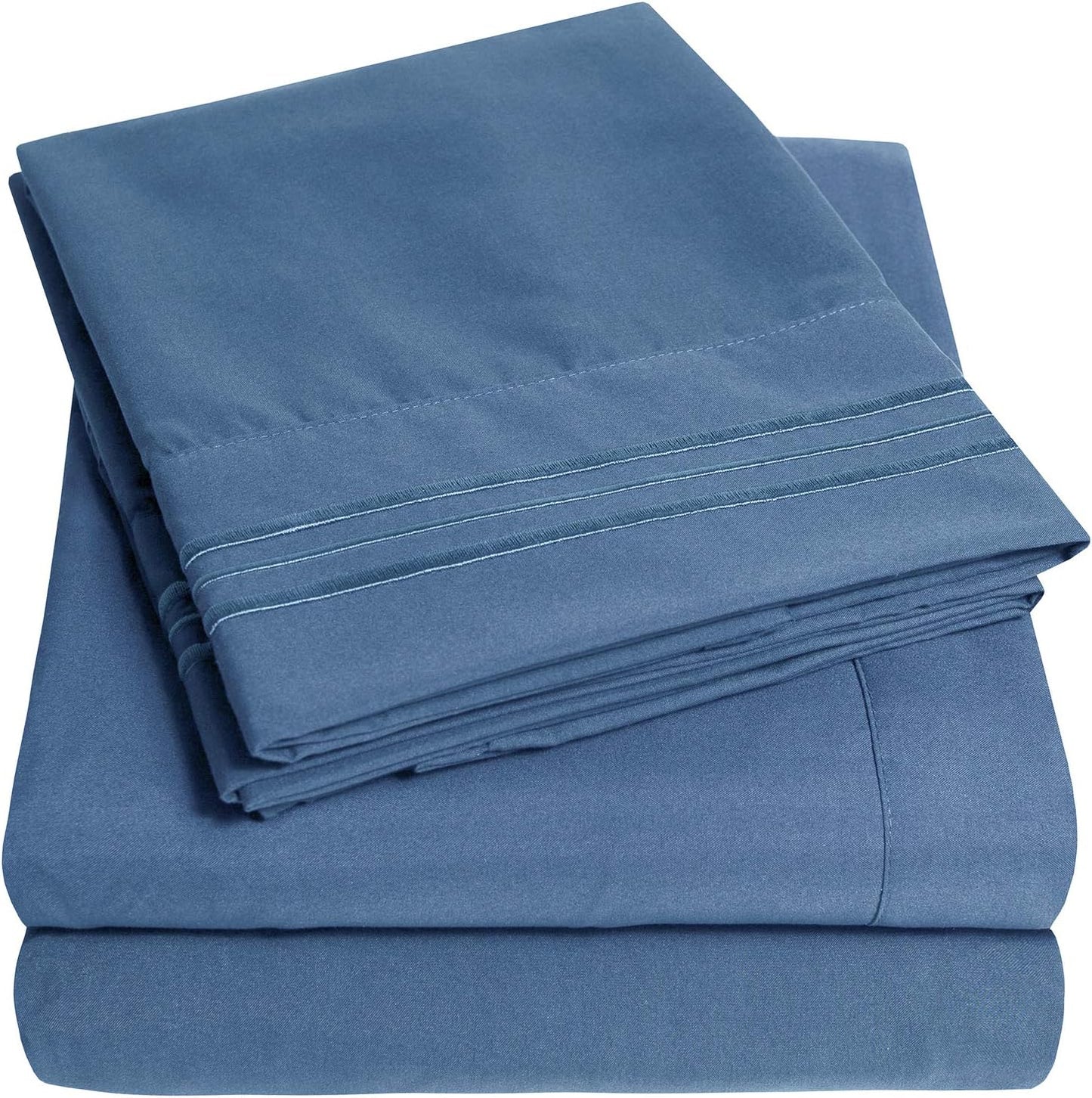 1500 Supreme Collection RV Short Queen Sheets Set in Denim Blue