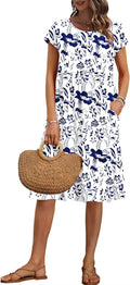 Women's Summer Knee-Length Loose Dress with Pockets (Style 97SB)