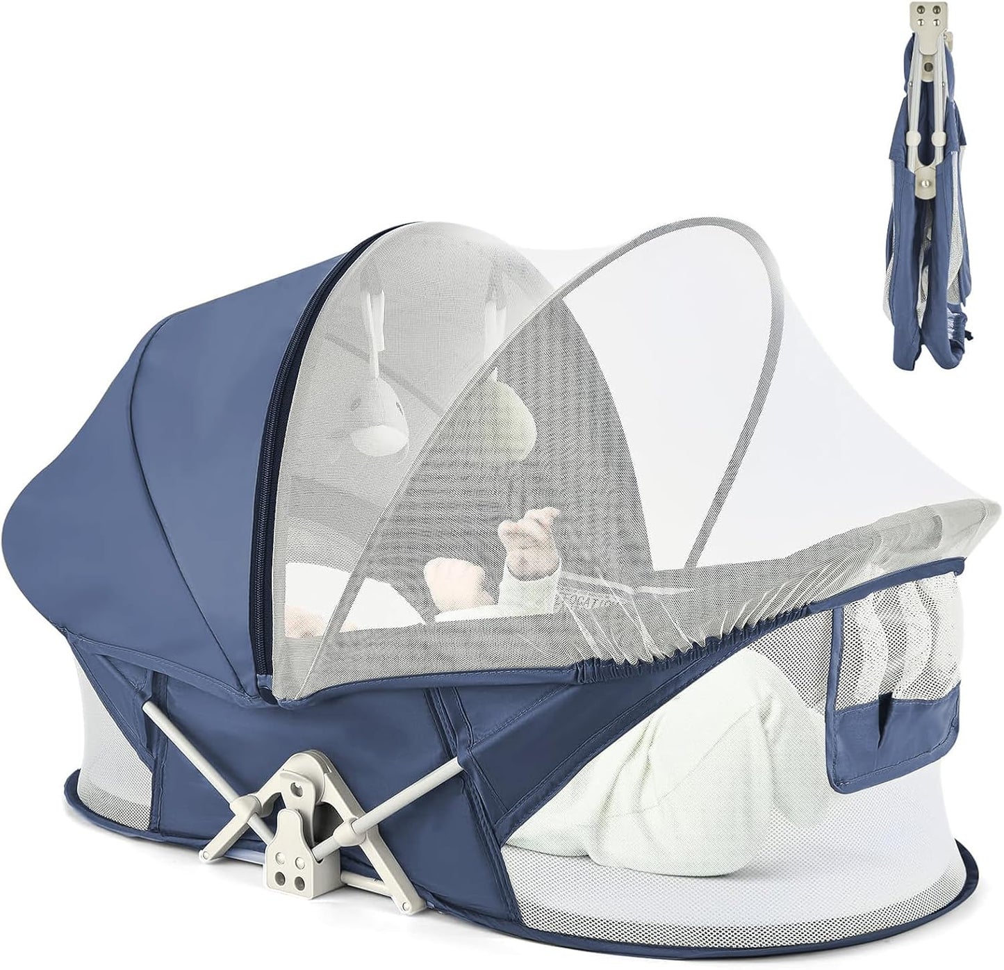 Portable Baby Bassinet Travel Bed with Mosquito Net & Canopy