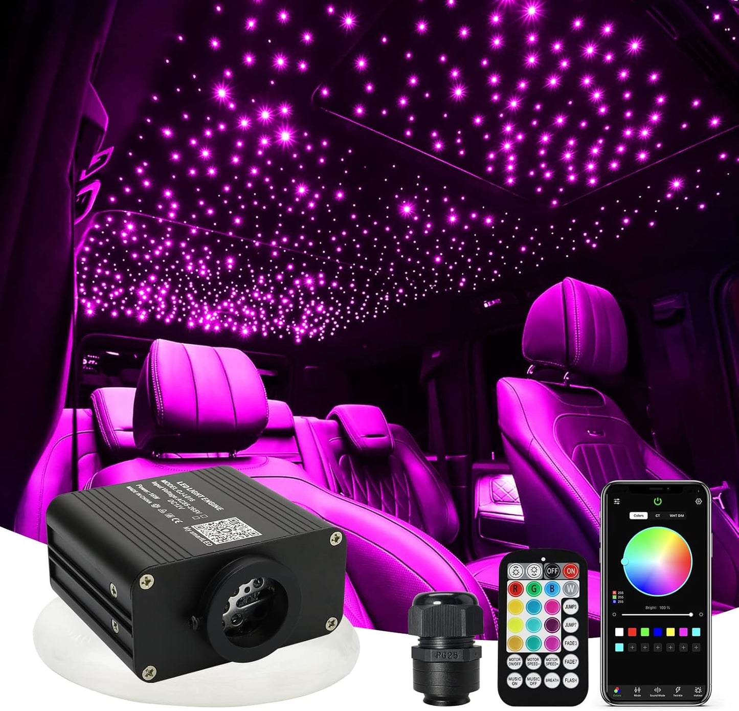 16W RGBW Fiber Optic Light Twinkle Kit for Home and Car