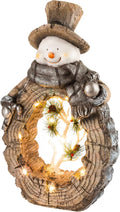 21 in Snowman Statue with Carved Wood Look - LED Holiday Accent