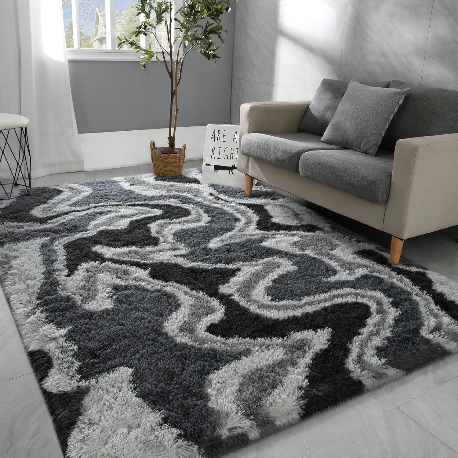 Hutha 4x6 Large Area Rugs for Living Room, Soft Fluffy Design