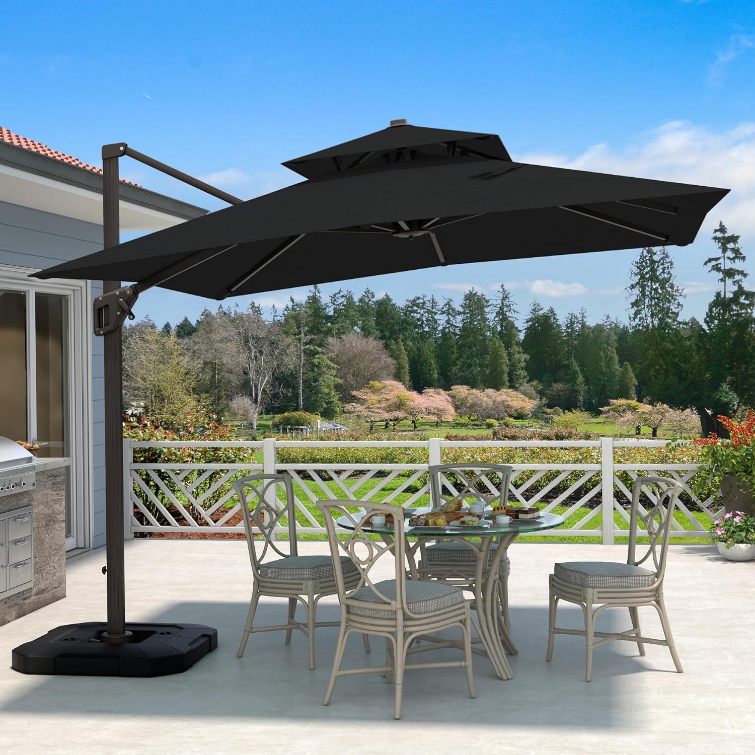 10ft X 10ft Heavy Duty Cantilever Patio Umbrella with 360 Rotation