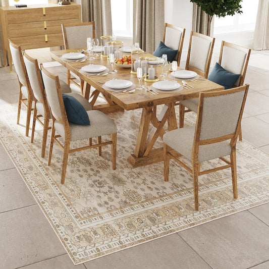 6x9 Washable Area Rug with Vintage Flower Design for Comfort