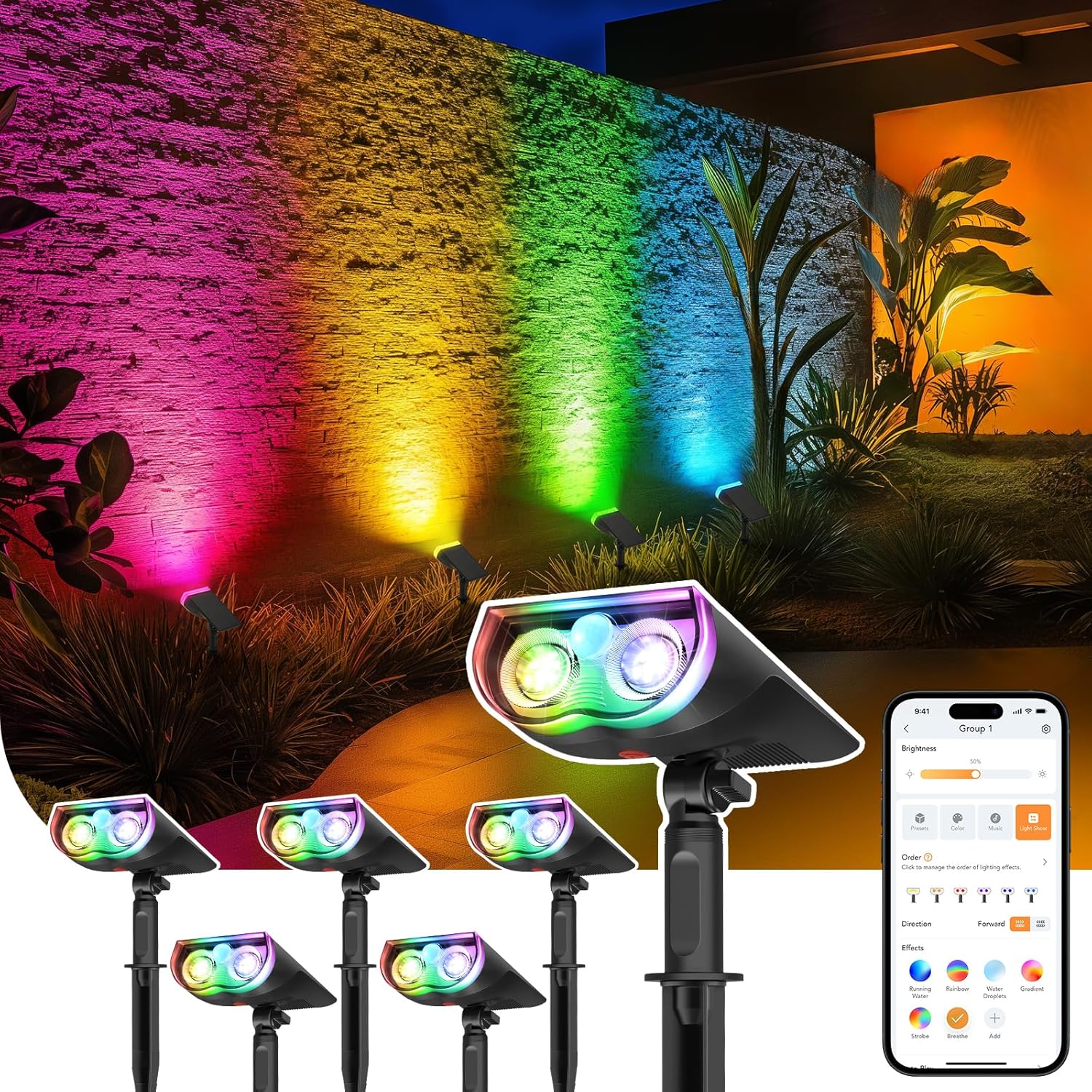 Linkind Smart Solar Spot Lights Outdoor with Motion Sensor Control
