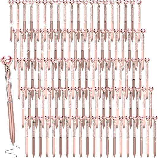 100 Pack Big Crystal Diamond Pens for Stylish Office Supplies