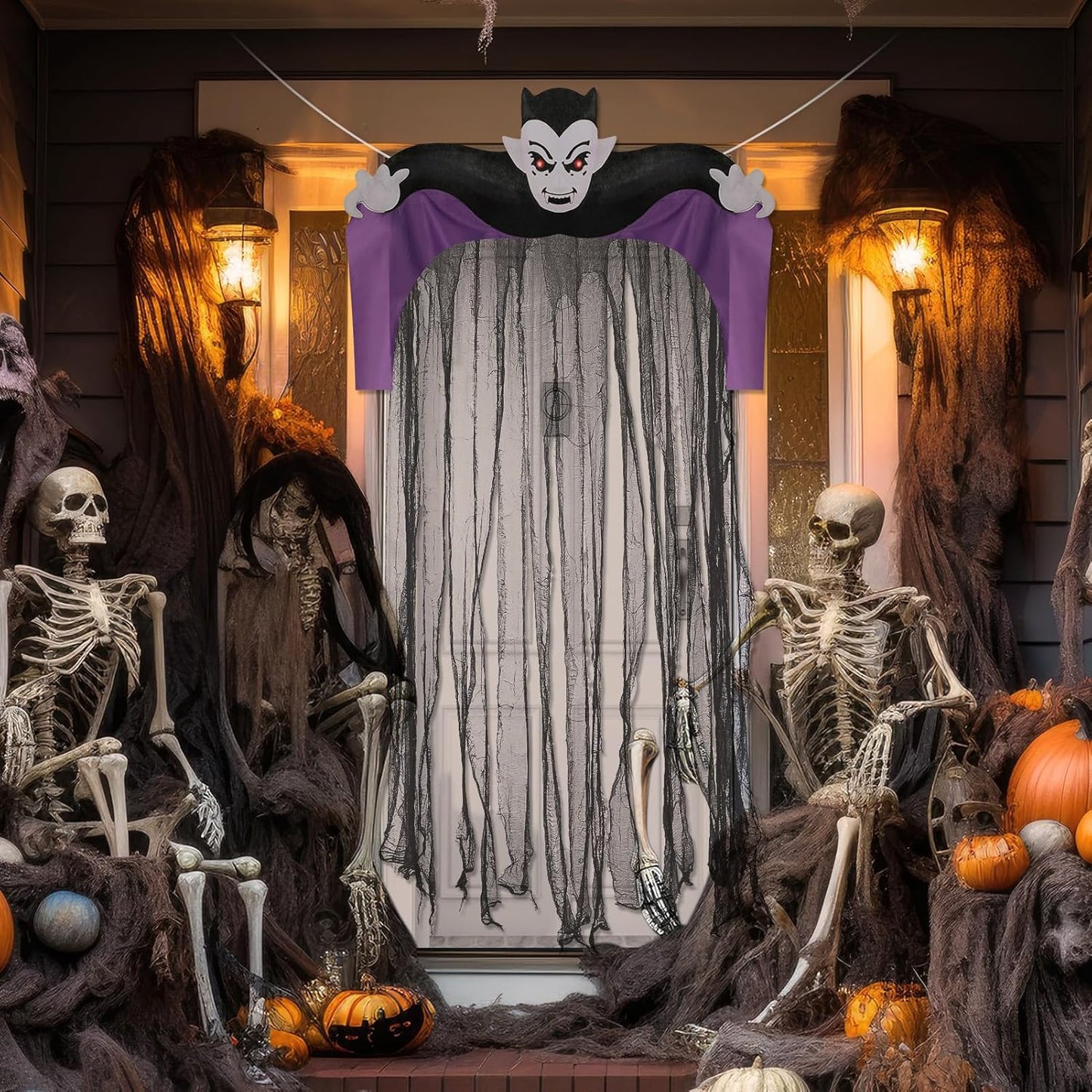 Creepy Carnival Vampire Door Cover for Haunted Party Entrance