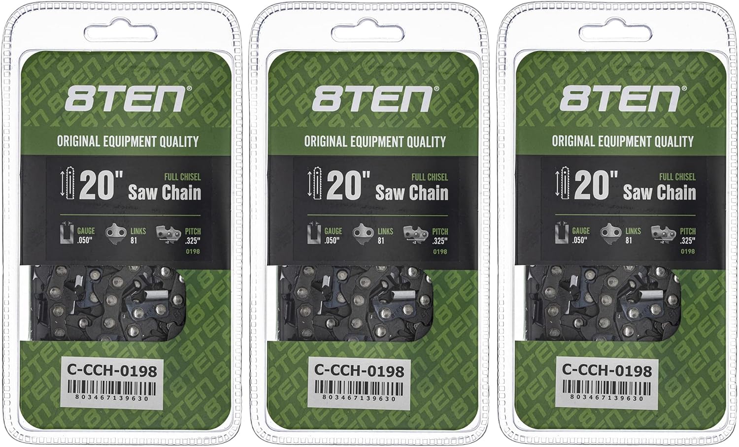 8TEN Full Chisel Chainsaw Chain 20 Inch for Stihl MS Models