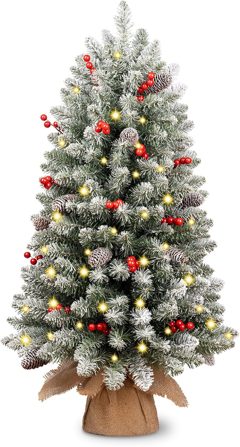 3Ft Pre-lit Tabletop Christmas Tree for Festive Decor