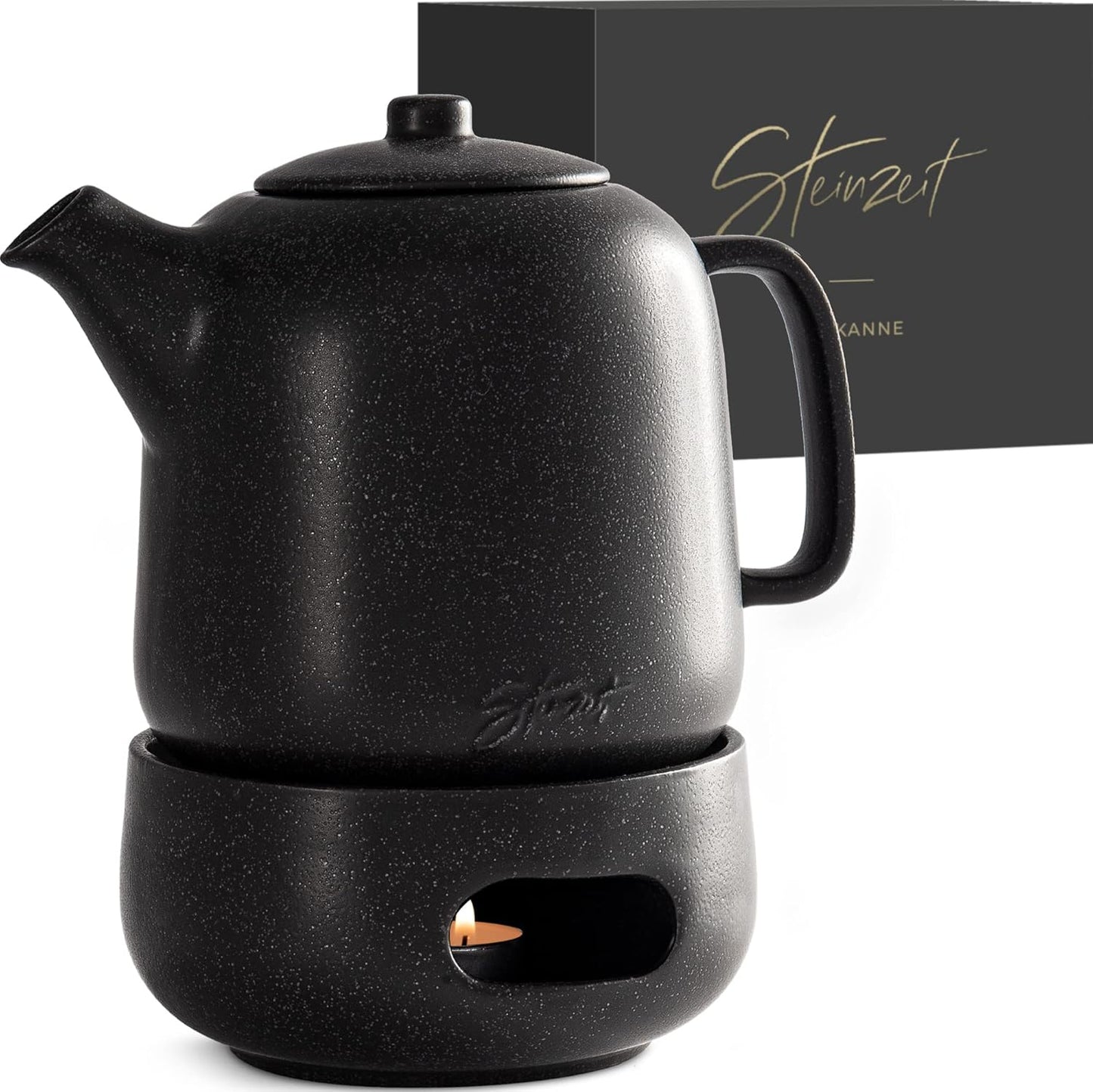 Steinzeit Design Tea Pot with Warmer for Loose Tea Lovers