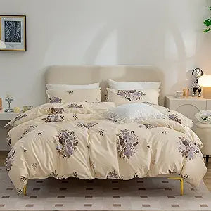 Flower Duvet Cover Queen Set for Chic Vintage Bedroom Style