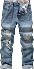 Men's Non-Stretch Straight-Leg Denim Jeans - Regular Fit Comfort