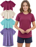 Youth Girls Athletic Shirts 4 Pack - Moisture Wicking Activewear