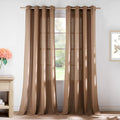 Linen Gold Brown Curtains for Living Room - Semi Sheer Privacy Panels
