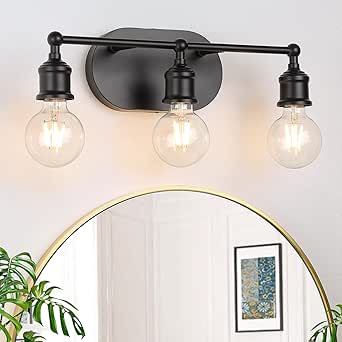 MAXvolador 3-Light Black Vanity Light for Modern Bathroom Decor