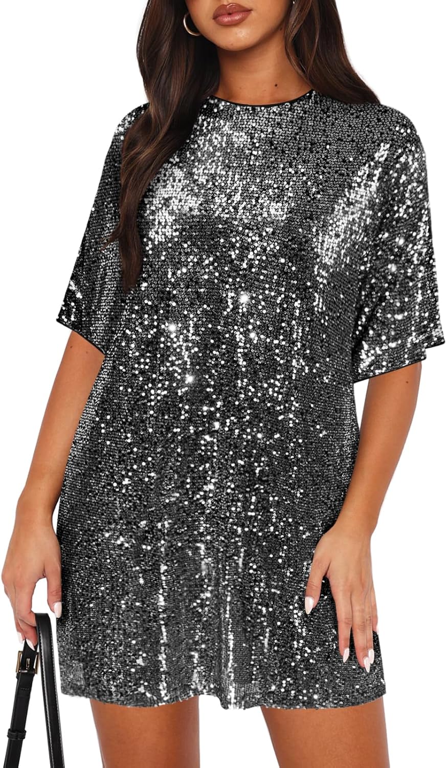 Women's Crew Neck Sequin Dress for Parties and Cocktails