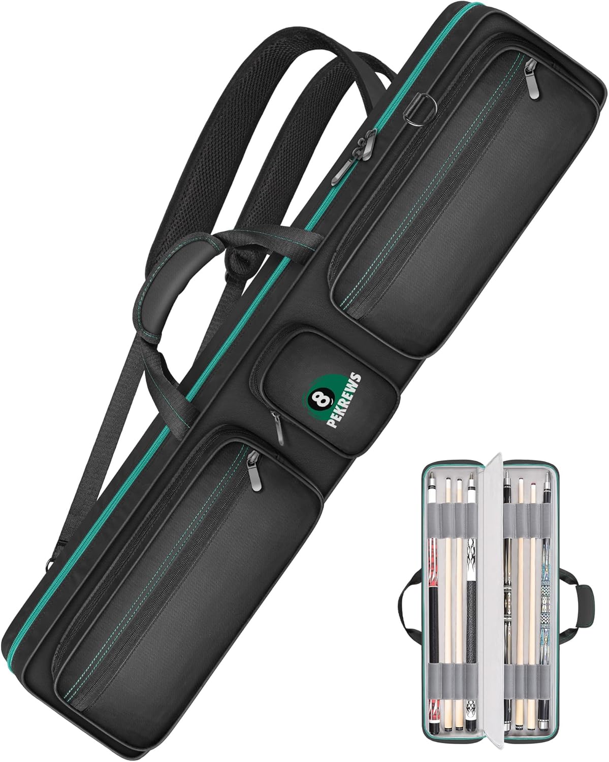 Pool Cue Case 4x5 with Multiple Pockets for Billiard Sticks