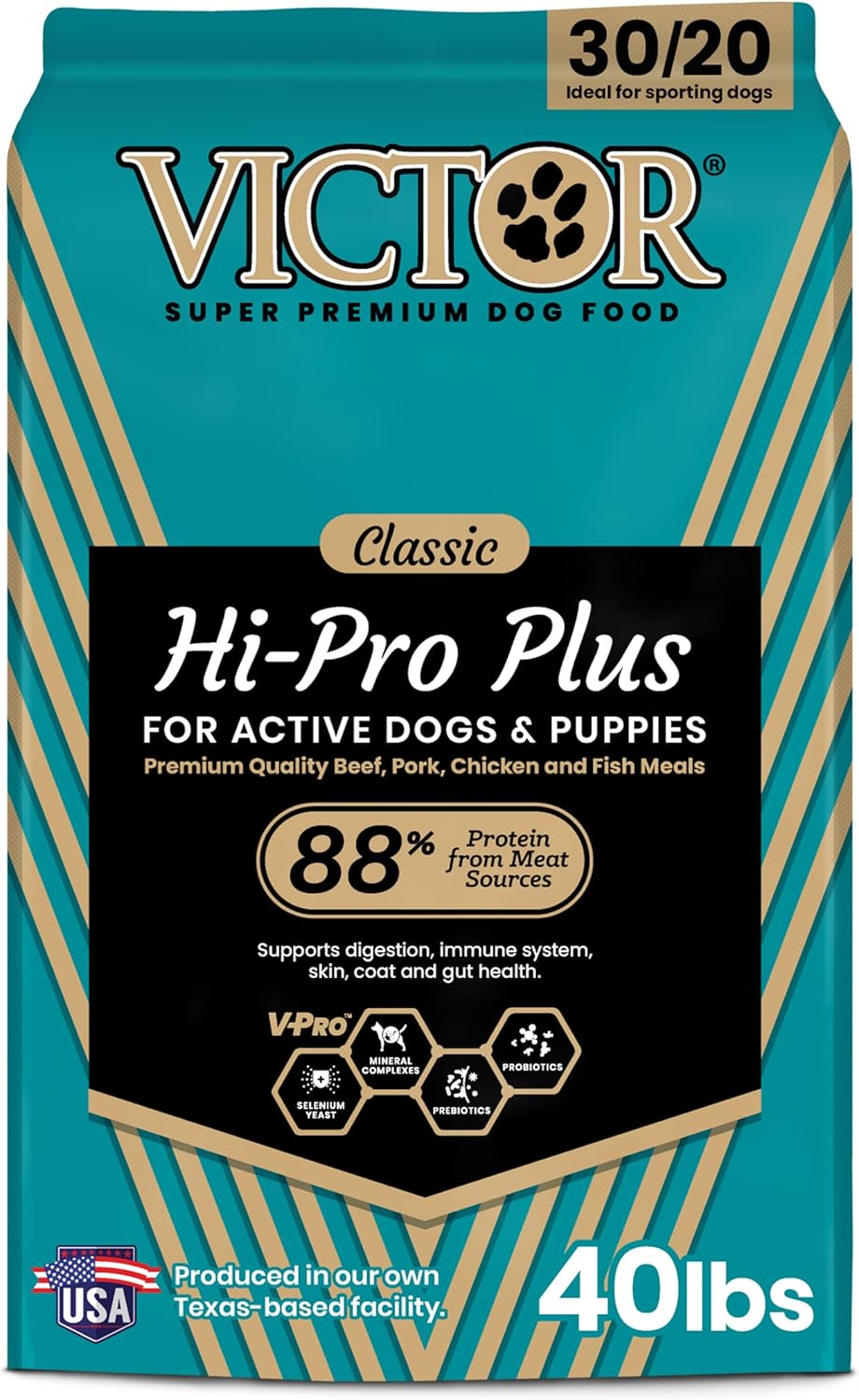 VICTOR Hi-Pro Plus Dry Kibble - High Protein Dog Food for Active Dogs