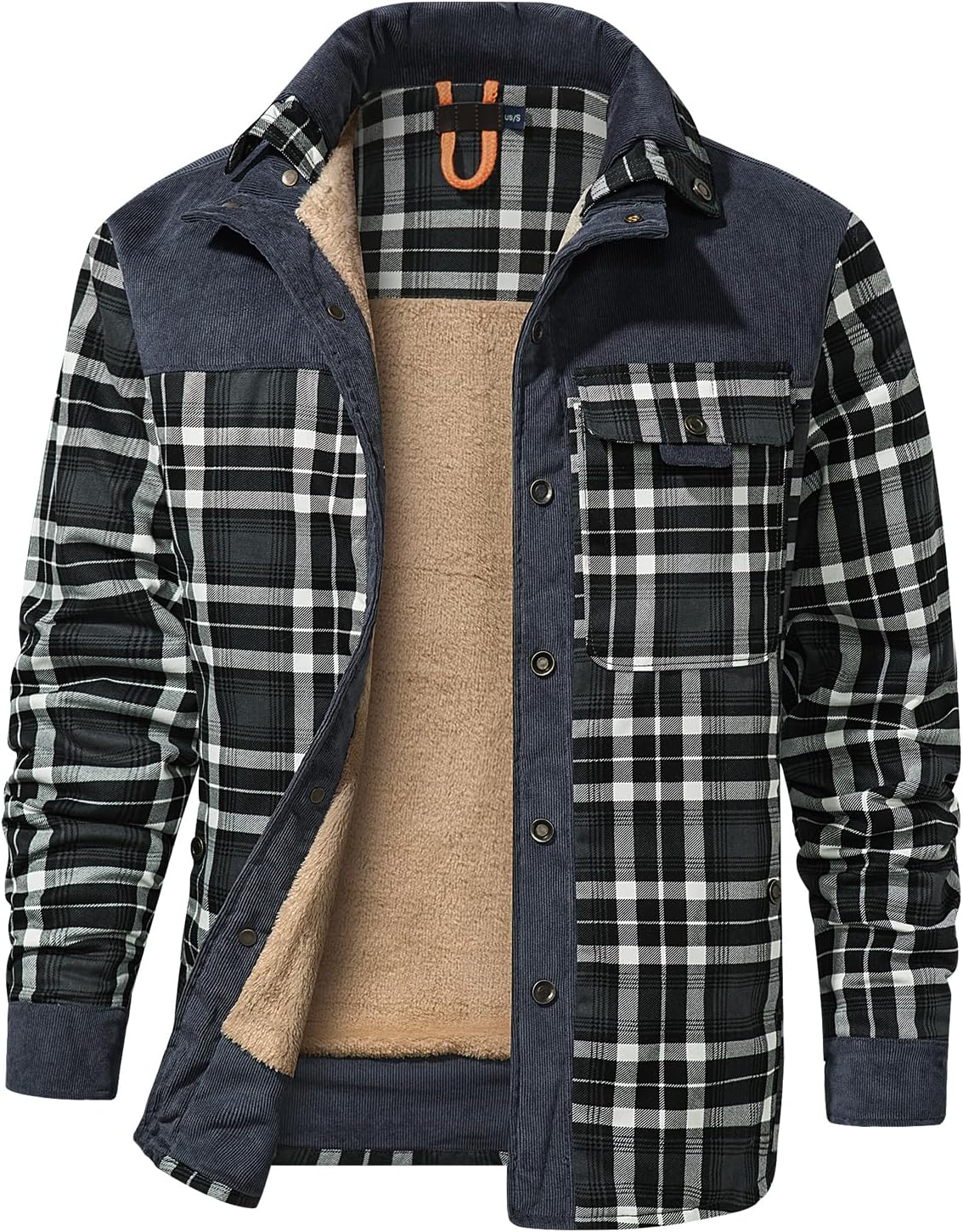 PEHMEA Men's Flannel Shirt Jacket: Warm Fleece Coat for Winter