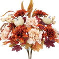 Fall Cemetery Flowers 2-Bundle Artificial Dahlias with Pumpkins