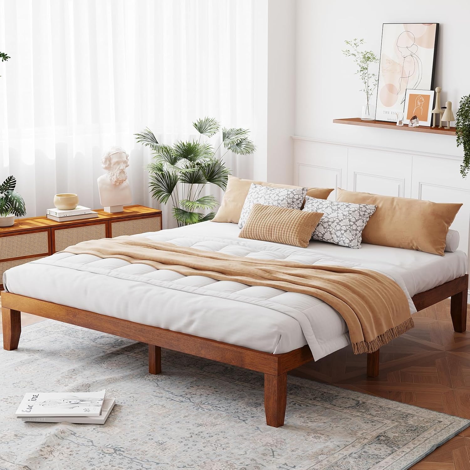 Giantex 14 Inch King Wood Platform Bed Frame for Minimalist Style