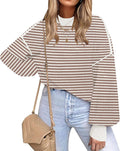 Womens Striped Oversized Pullover Sweater - Cozy Lightweight Fit