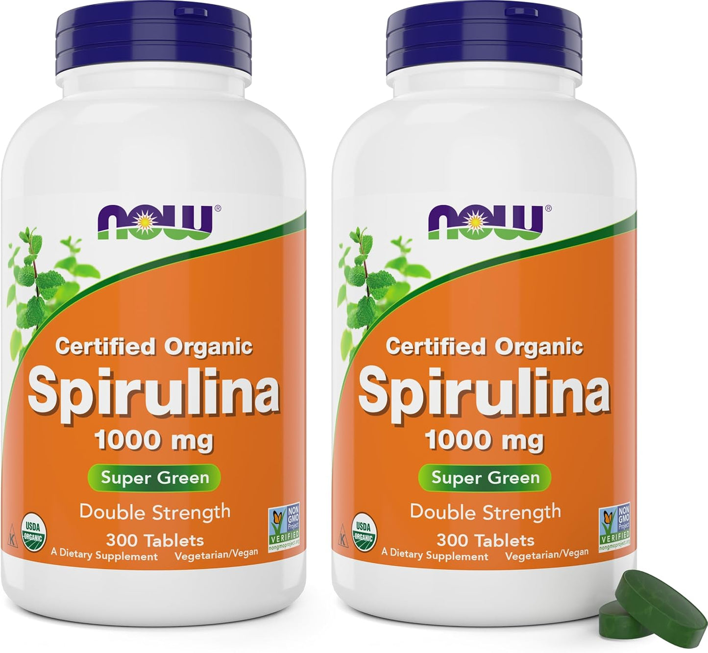NOW Foods Organic Spirulina Tablets - Double Strength 1000mg