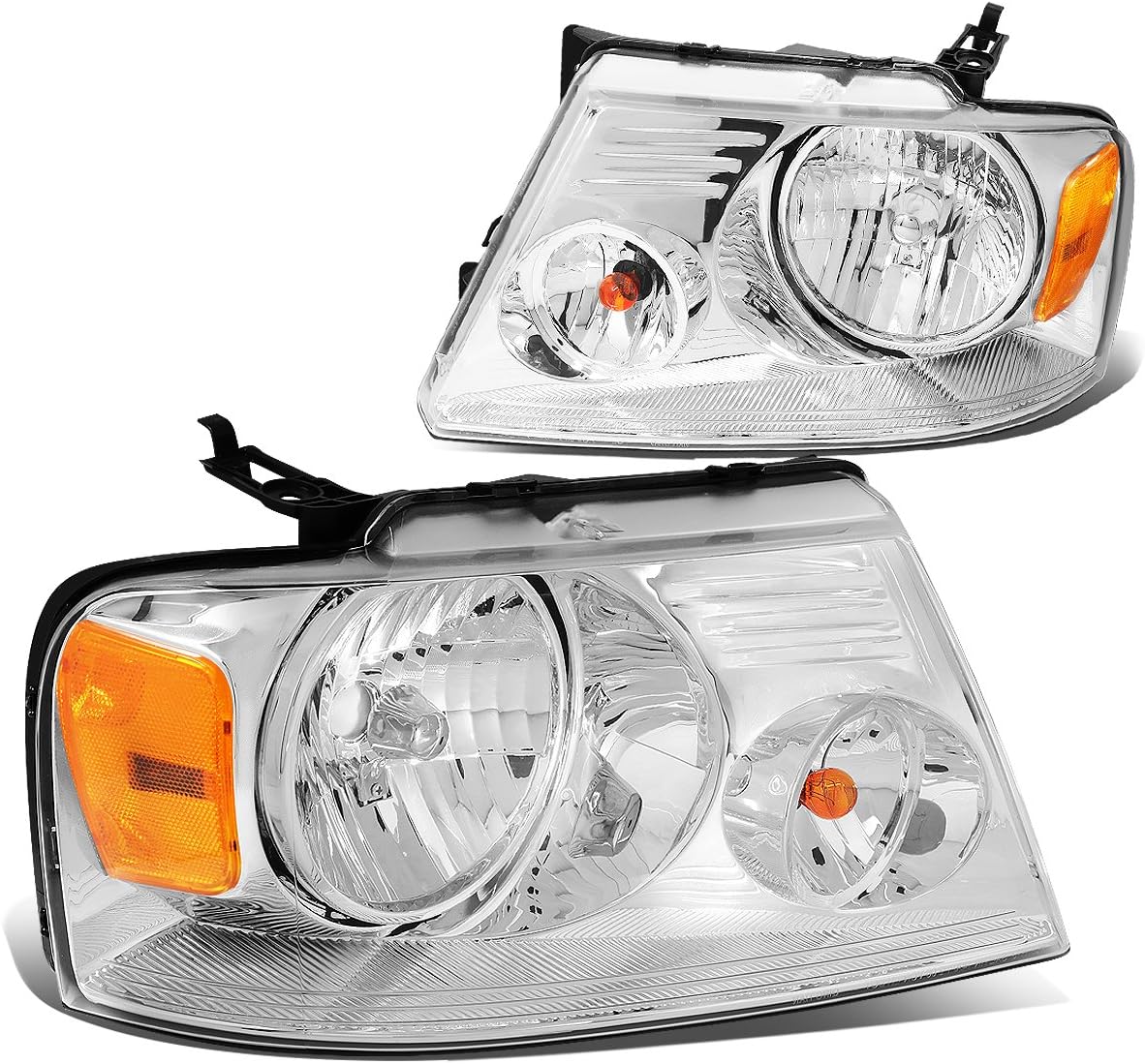 Chrome Amber Headlights Replacement for 04-08 F150/06-08 Mark LT