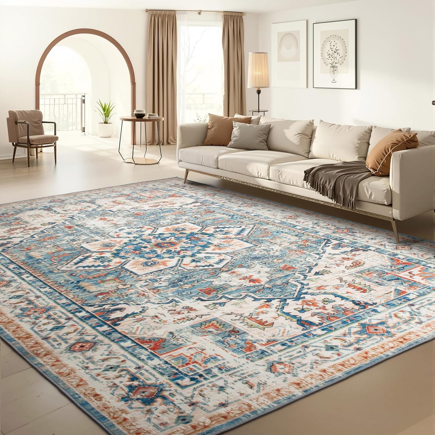 8x10 Area Rugs for Living Room - Non-Slip Washable Accent Rugs