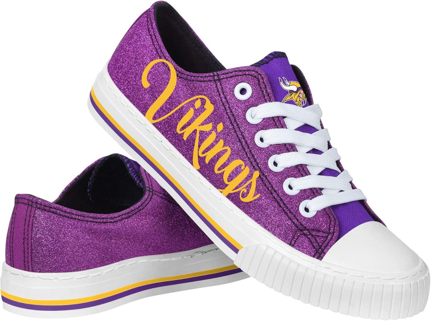FOCO Women's NFL Team Logo Glitter Low Top Canvas Sneakers