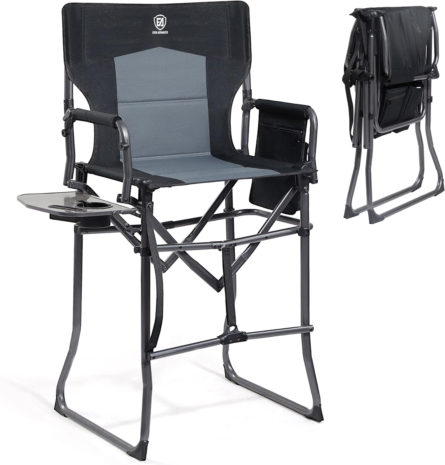 High Seat Folding Chair with Table - 30.7 Tall, 350LBS Capacity, Portable