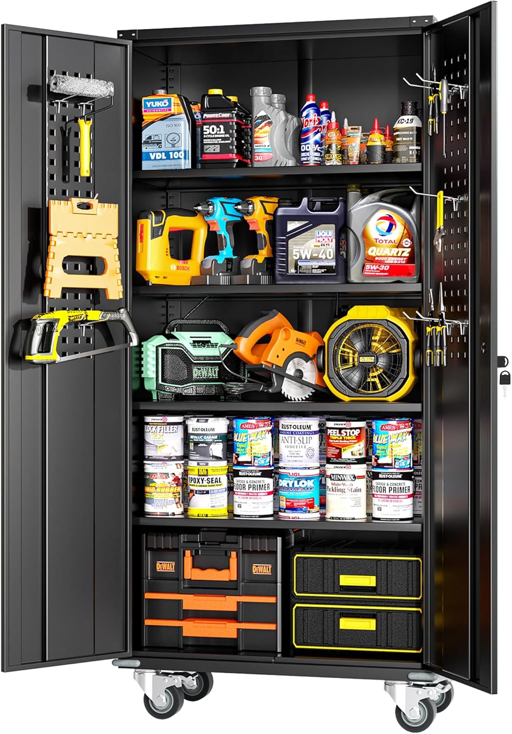 Greenvelly Metal Storage Cabinet with Wheels for Versatile Use