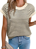 EVALESS Women's Striped Sweater Vest Tank Top - Lightweight Summer cap