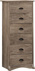 Prepac Salt Spring Rustic 6-Drawer Tall Dresser - Space-Saving Storage