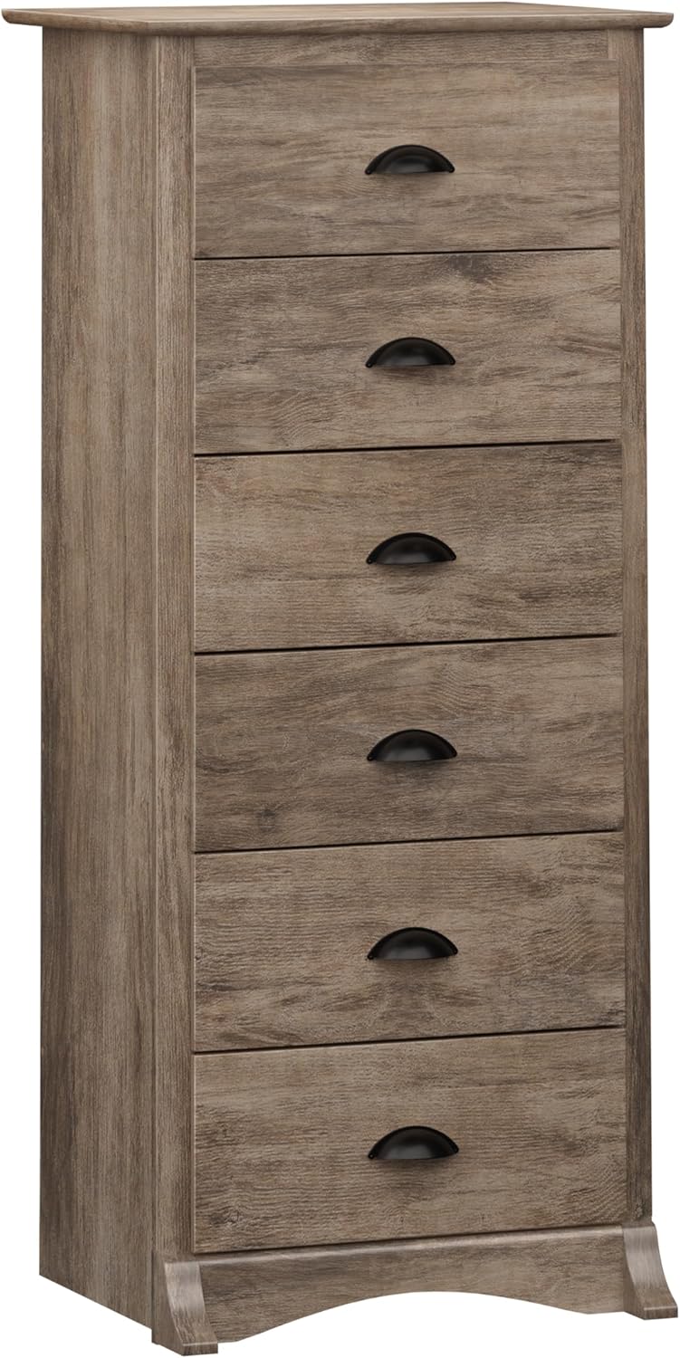 Prepac Salt Spring Rustic 6-Drawer Tall Dresser for Bedroom