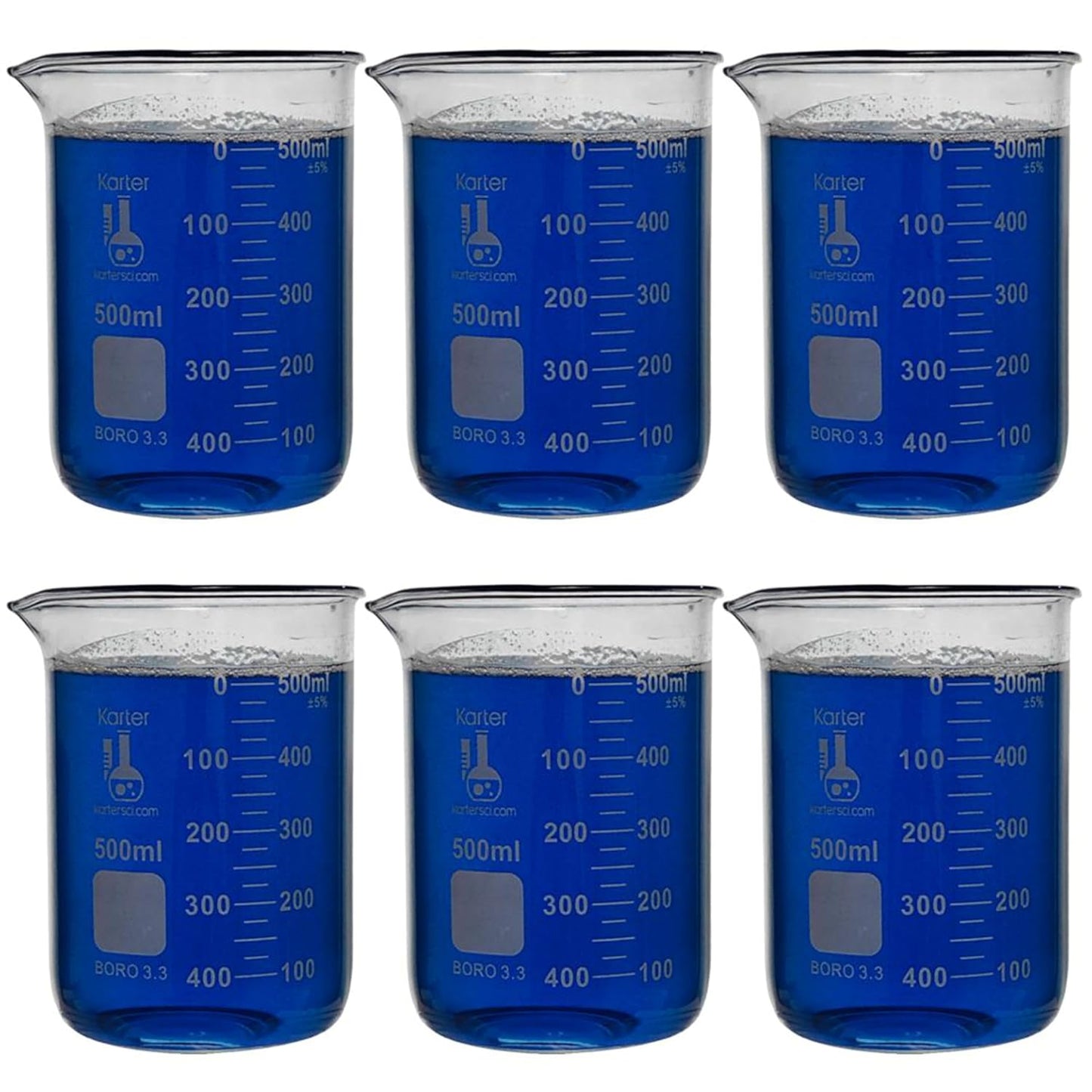 500ml Beaker Low Form Griffin Borosilicate Glass Pack of 6