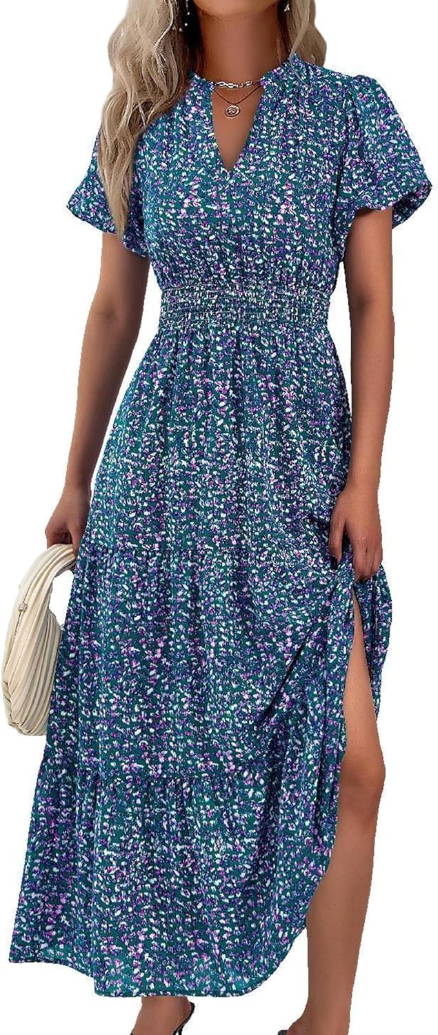 Floral Summer Maxi Dresses for Women 2025 Casual V Neck