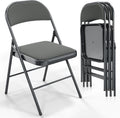 Folding Chairs with Padded Seats and Metal Frame - Set of 4