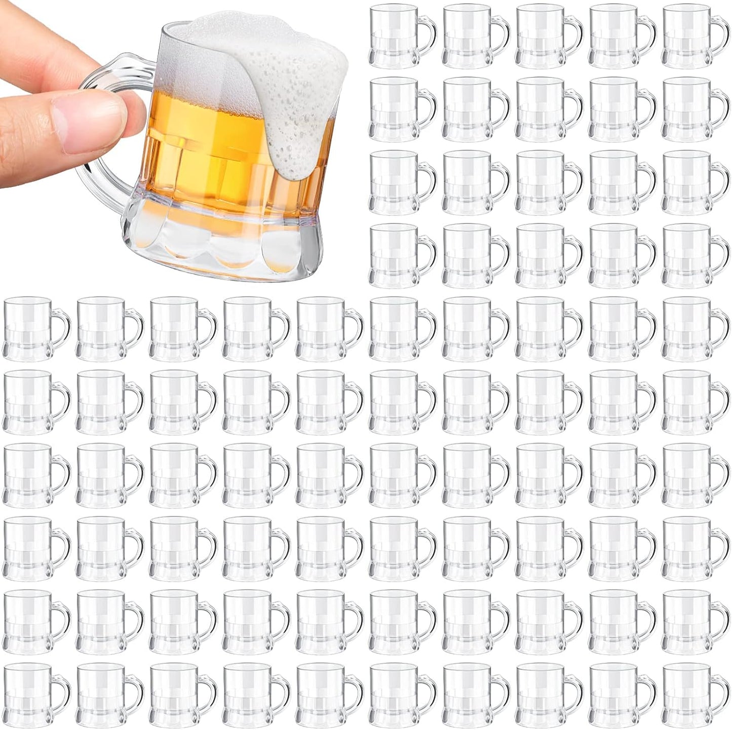 Yinder 100 Pieces Mini Beer Mug Plastic Shot Glasses for Parties