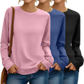 Riyiper Women's Long Sleeve Sweatshirts 3 Pack - Soft Casual Crewneck