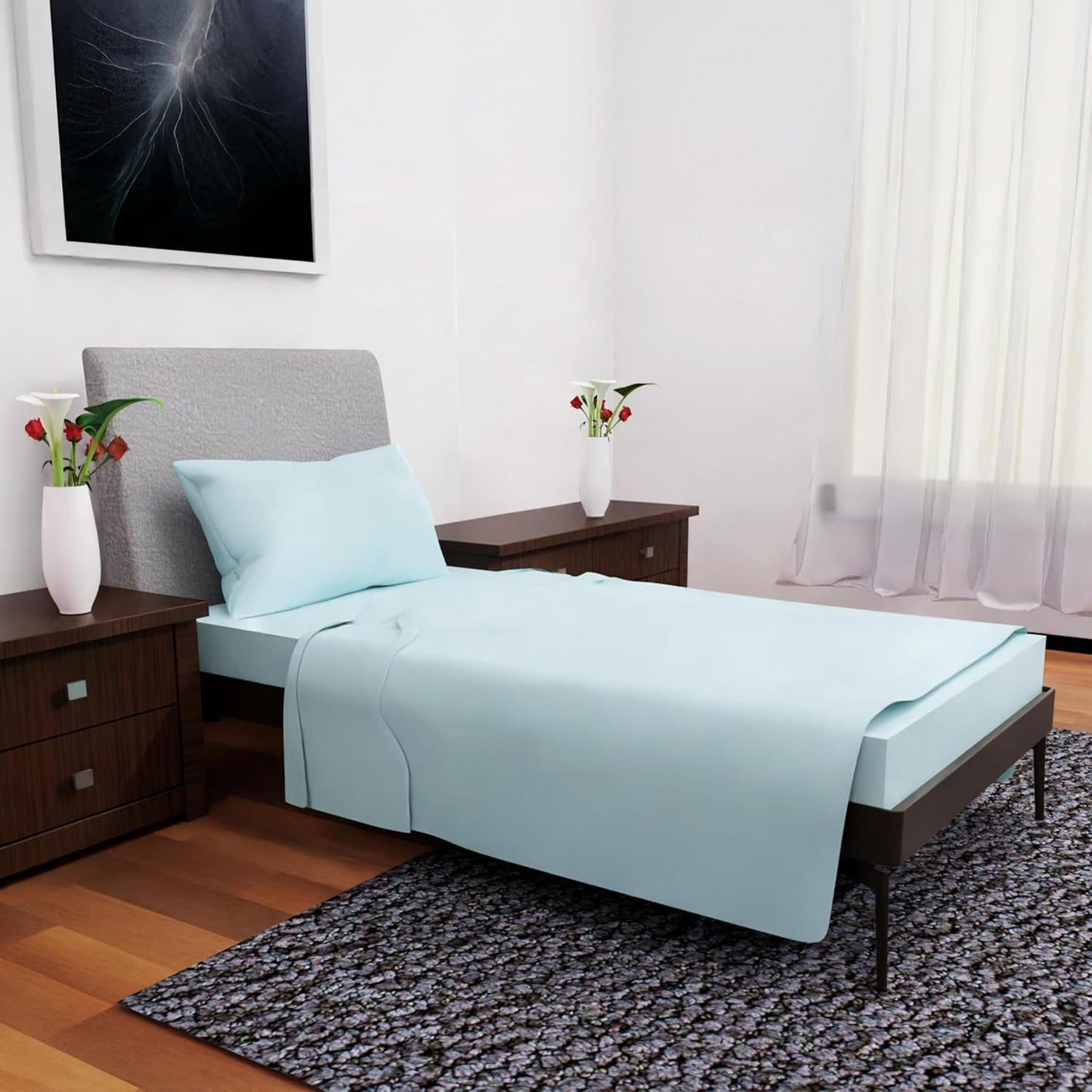 Twin Size Bedding Set - Soft Cooling Sheets for All-Season Use